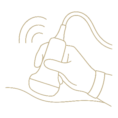 Ilustração da consulta inicial guiada por ultrassom